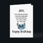 Carte Papillon mignon Avec Message Anniversaire Pour Mon<br><div class="desc">Ton fils est-il toujours en tête ? Cherchez-vous l'idée parfaite pour votre fils Pour son anniversaire ? Si oui, ce message d'amour Avec ce mignon papillon pourrait être le cadeau d'anniversaire parfait pour lui! Le design À l'anniversaire, ou toute autre occasion, c'est une façon merveilleuse d'express votre amour pour votre...</div>