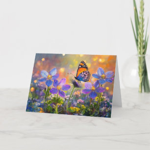 Carte Papillon minuscule sur les Fleurs sauvages au leve