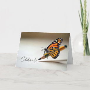Carte Papillon Monarch Anniversaire Sur un Crayon