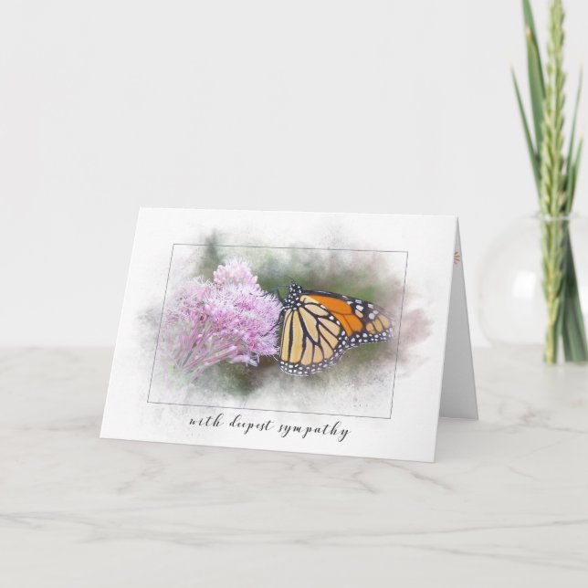 Carte papillon monarque de sympathie sur fleur sauvage (Devant)