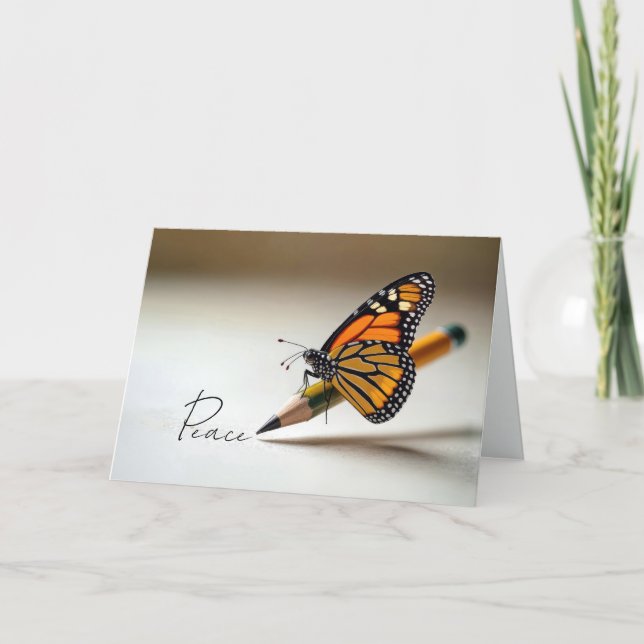 Carte Papillon Monarque de Sympathie sur un Crayon (Devant)
