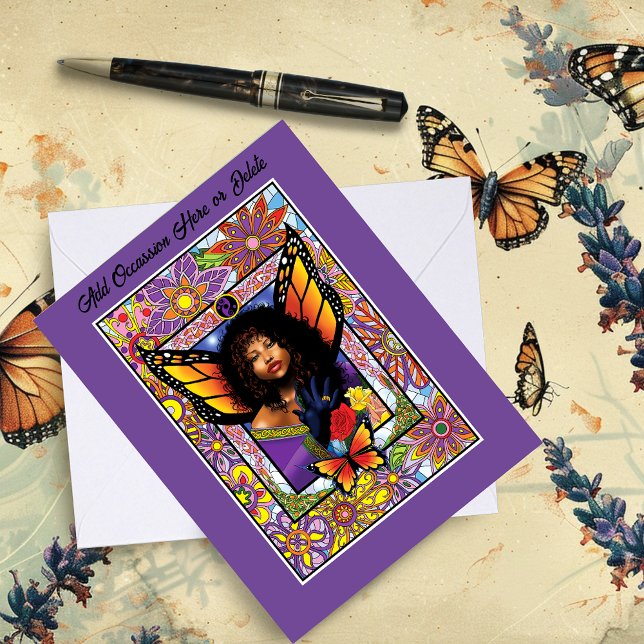 Carte Papillon monarque Fée Purple Floral (Créateur téléchargé)