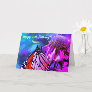 Carte Papillon Monarque Sur L'Art Fleur Anniversaire