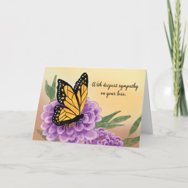 Carte Papillon Monarque Sympathy sur Fleur violette (Devant)