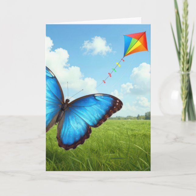 Carte Papillon Morpho Commun de Fête d'Anniversaire Fais (Devant)