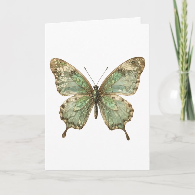 Carte Papillon Orné aux Ailes à Motif de Feuille (Devant)