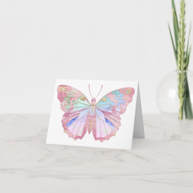 Carte Papillon Pastel coloré BLANC (Devant)