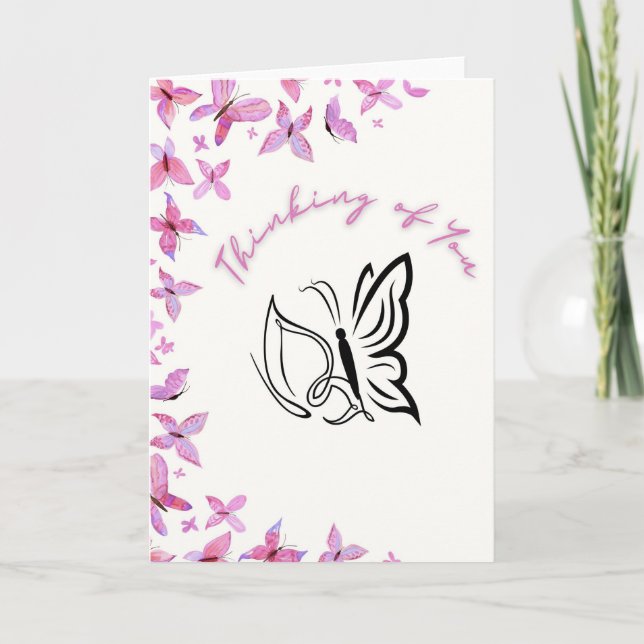 Carte Papillon Pensée pour toi (Devant)