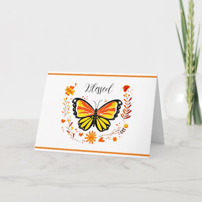 Carte Papillon personnalisé d'automne (Devant)