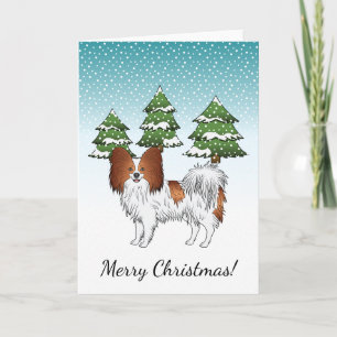 Carte Papillon Rouge Et Blanc Mignon Chien Dans La Forêt