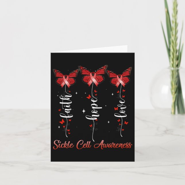Carte Papillon Ruban Faith Hope Love Sickle Cell Aware (Devant)