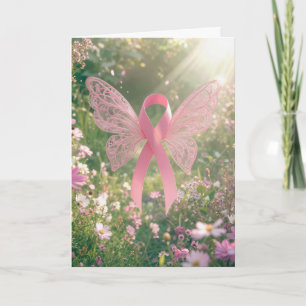 Carte Papillon Ruban Rose de Sensibilisation au Cancer d