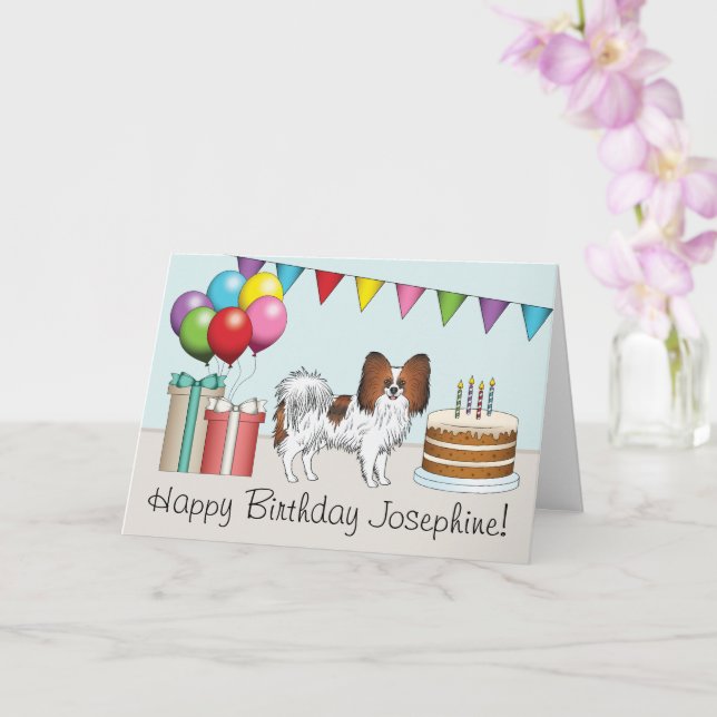 Carte Papillon Sable Rouge Joyeux Anniversaire Chien Col (Orchidée)