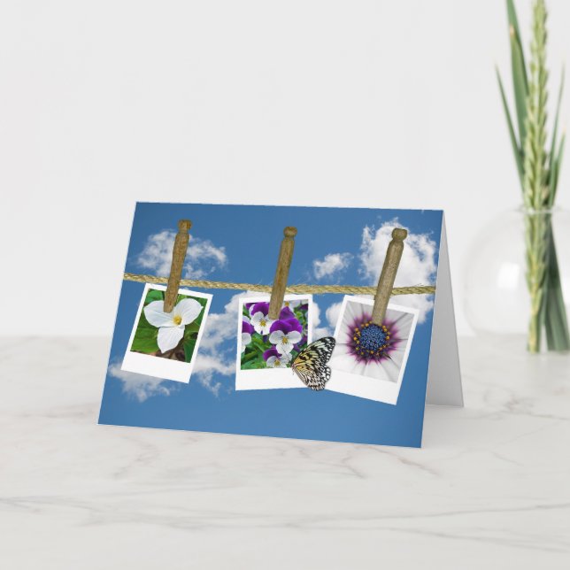 Carte Papillon sur Flower Photo Anniversaire (Devant)