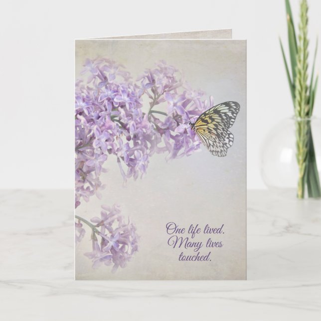 Carte Papillon sur Lilac Flower Sympathy (Devant)