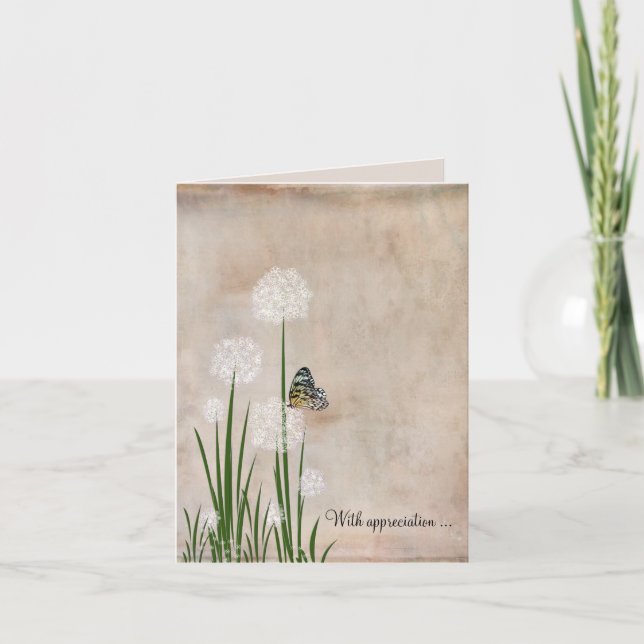 Carte Papillon sur Puff Flower Sympathy Merci (Devant)
