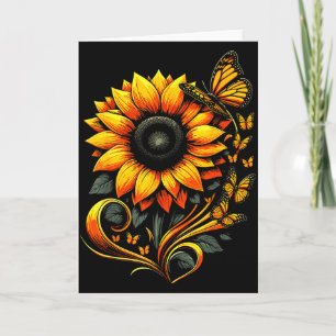 Carte Papillon Tournesol Floral Art Nature 