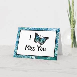 Carte Papillon turquoise Je Vous Manque