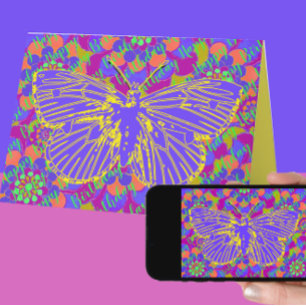 Carte Papillon vibrant et Fleurs Vintages moisies Annive