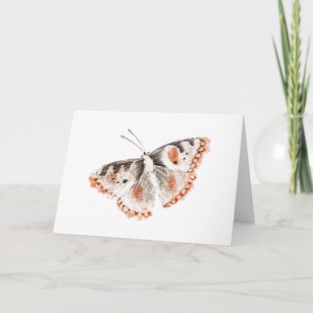 Carte Papillon vintage ancienne illustration (Devant)