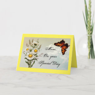 Carte Papillon vintage Et Fleurs Anniversaire