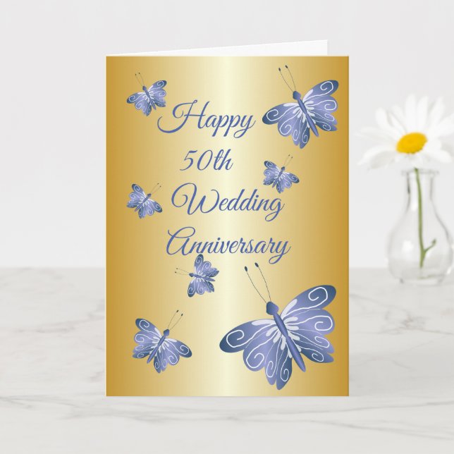 Carte Papillons - 50e anniversaire Mariage personnalisé (Petite plante)