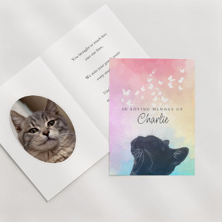 Carte Papillons Blancs Arc-en-Ciel Chat Mémorial de Pert