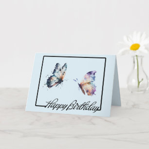 Carte Papillons bleu pourpre Anniversaire