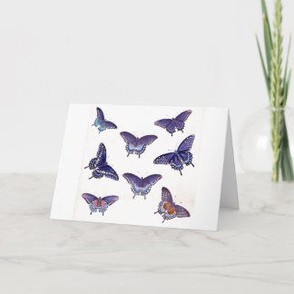 Carte Papillons bleus vintages Illustration Art
