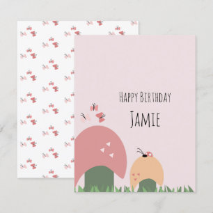 Carte Papillons, Champignon, coccinelles Joyeux Annivers