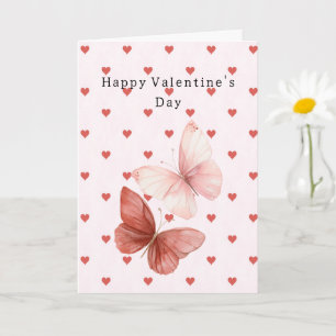 Carte Papillons Cœurs Rouges Amour