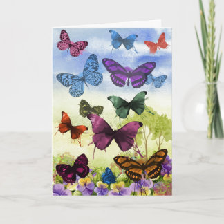 Carte Papillons colorés vintages Illustration Art