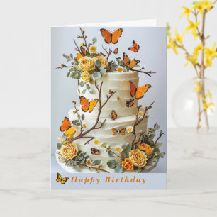 Carte Papillons d'anniversaire Rose Marguerites Pays