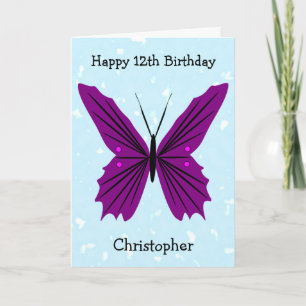 Carte Papillons Design Personnalisé 12e anniversaire