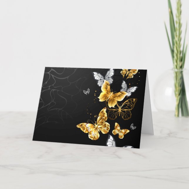 Carte Papillons d'or et de blanc (Devant)