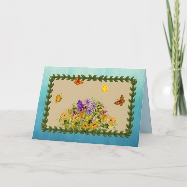 Carte Papillons et fleurs (Devant)