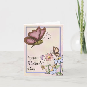 Carte Papillons et fleurs Fête des mères