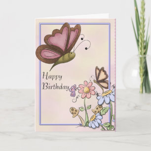 Carte Papillons et fleurs Maman Anniversaire