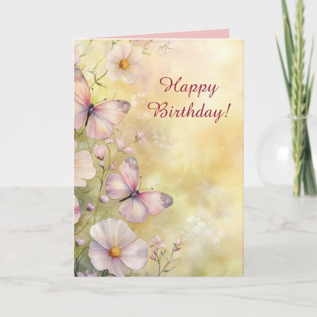 Carte Papillons et fleurs modifiables Anniversaire (Devant)
