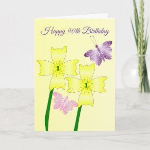 Carte Papillons Et Fleurs Personnalisés 90e Anniversaire