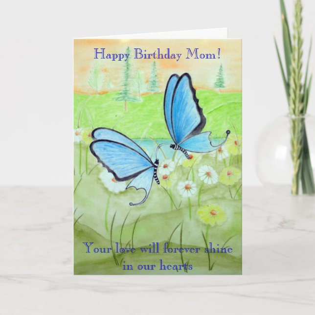 Carte Papillons et maman de joyeux anniversaire de (Devant)