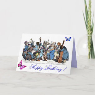 CARTE PAPILLONS ET ORCHESTRE DE LA FERME POUR UN ANNIVER