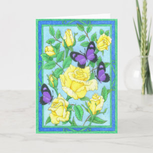 Carte Papillons et roses
