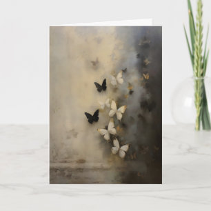 Carte Papillons noirs et blancs Dark Academia, huile vin
