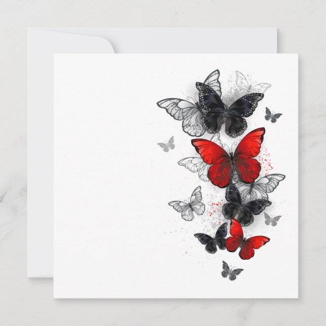 Carte Papillons noirs et rouges volants (Devant)