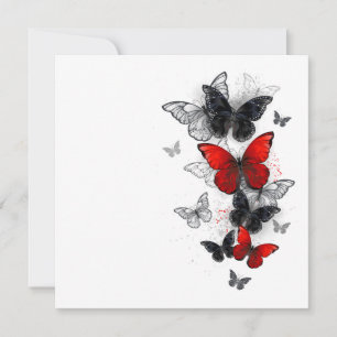 Carte Papillons noirs et rouges volants