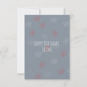 Carte Papillons patriotiques Gris fête d'anniversaire