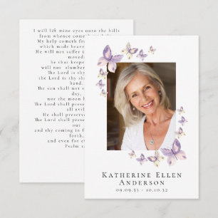 Carte Papillons Photo Funeral Memorial Prayer Card