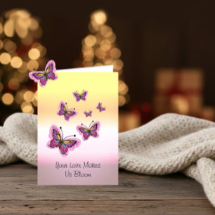 Carte Papillons roses volants pour la fête des mères