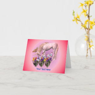 Carte Papillons Unicorne blanc Imaginaire Horse Note Car